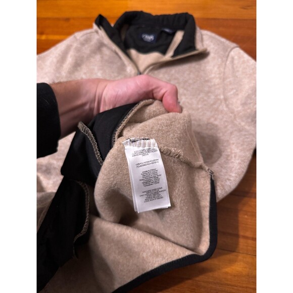 Chaps Quarter Zip Sweater Tan - Fleece Lined - Brown Beige - Mens Medium 1/4 Zip - Picture 5 of 6